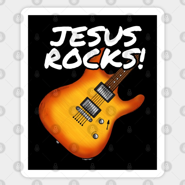 Jesus Rocks Electric Guitar Church Guitarist Magnet by doodlerob